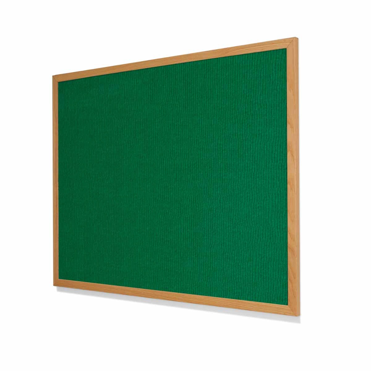 Eco Green Ribbed VELCRO® Compatible Cork Board with Narrow Red Oak Frame